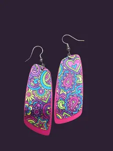 Neon Paisley Earrings