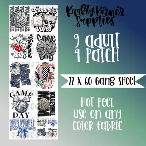 Volleyball Themed Rectangular DTF Transfer Gang Sheet Film, 22x60in Hot Peel Office Stationery & DIY Craft Supplies, DTF Transfers Compatible with Any Color Fabric