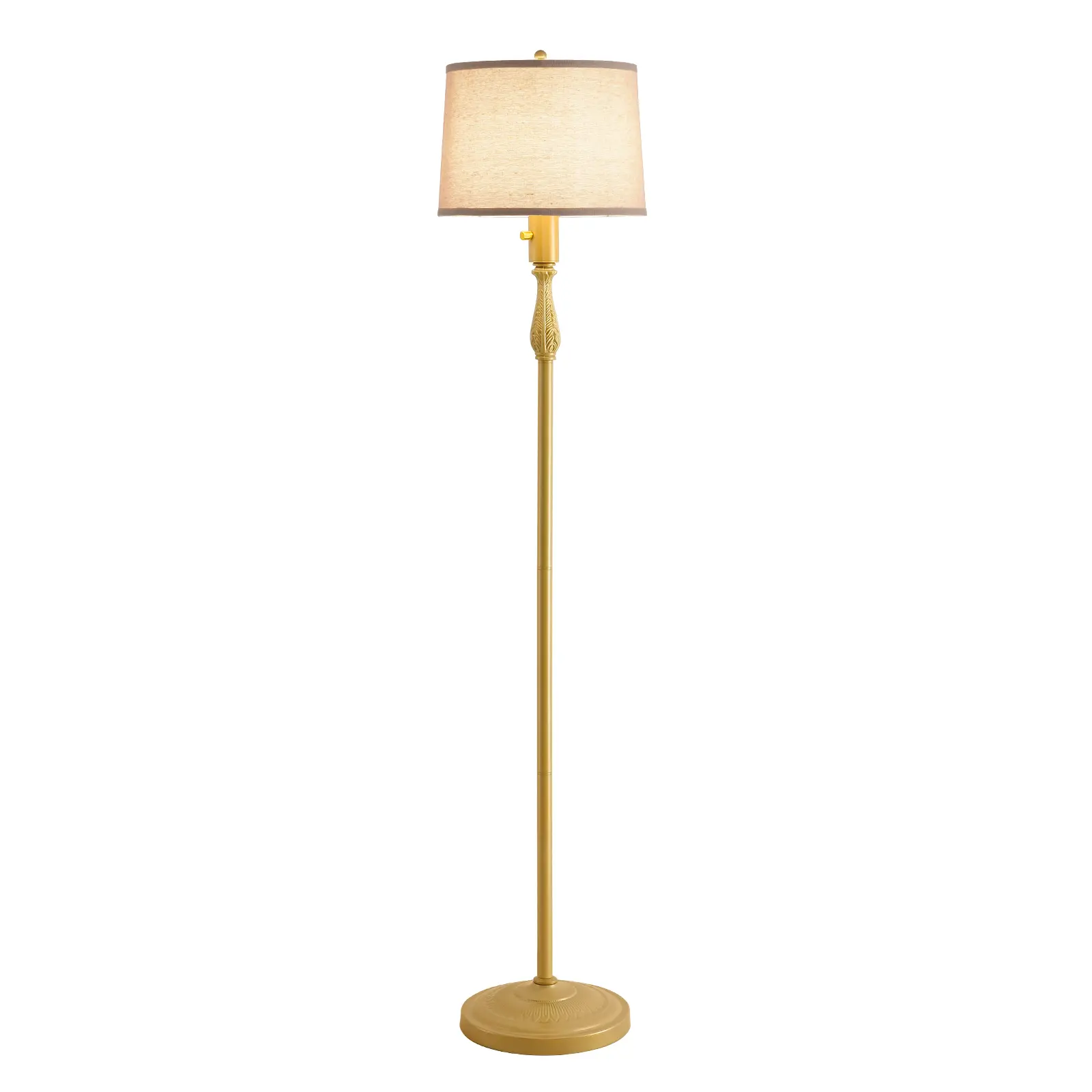 Dimmable Metal Floor Lamp - 62.6in Rustic Farmhouse Mid-Century Tall Standing Decorative Lamp with Soft Linen Shade, Ambient Accent Light, Bases & Shades for Living Room, Bedroom Corner House Decor