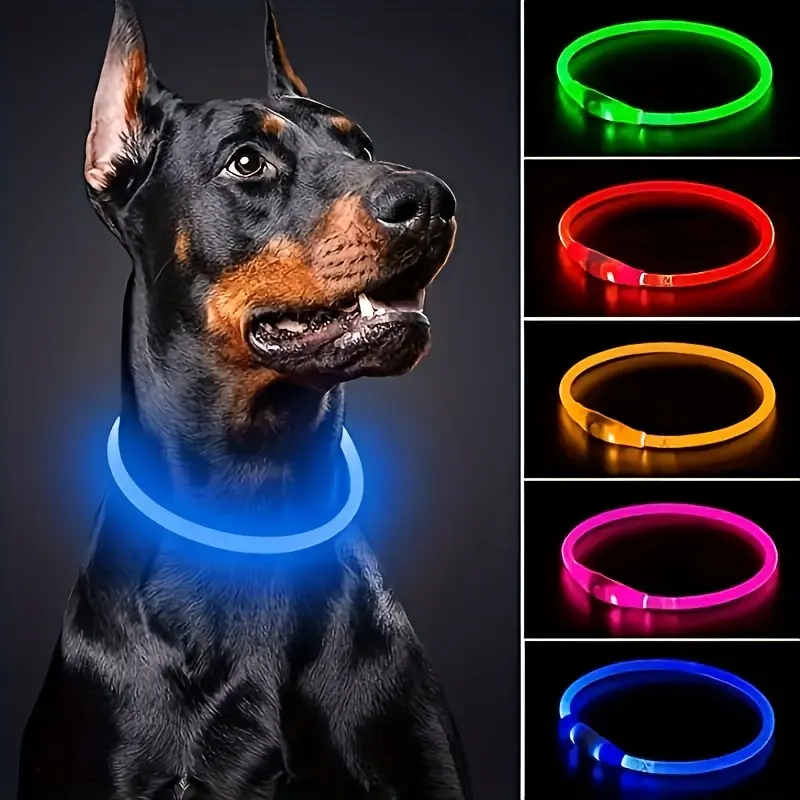 USB Rechargeable Whole Luminous Pet Dog LED Light Collar Anti-loss At ...