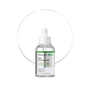 Wellage Real CICA Calming 95 Trouble Ampoule 50ml (1.69 fl.oz) | Madecassoside, Niacinamide, Dimethyl Sulfone, Soothing, Sensitive Skin, Acne Prone Skin, Skin Redness, Korean Skincare