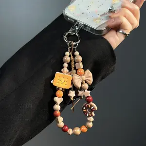 Cute Luxury Short Phone Strap, Handmade Bread Lover Wristband, Anti-Lost Hanging Decoration, Fashionable Accessory for Daily Use, Cell Phone Charm, Phone Charms