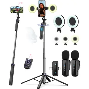 Vlogging Kit for /Android, 63"Auto   Tripod for  with Light,  Microphones, Scrolling Remote Control for , Content Creator Kit for YouTube Starter