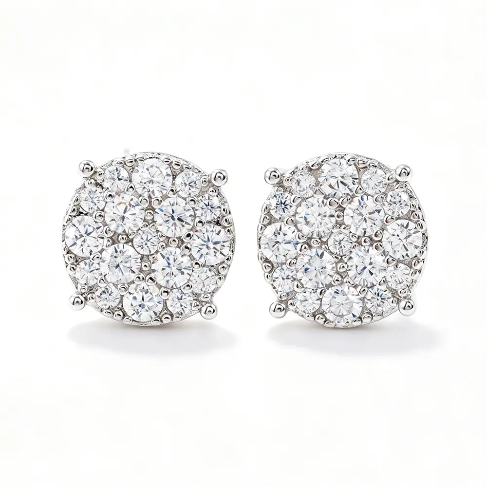 Earring Set 18K Gold Plated  Men Women. 10mm 5A+ CubicZirconia gemstone earrings. Simulated diamond fashion jewelry Gift