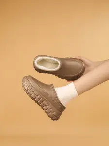 Unisex Winter Fleece Lined Non-Slip Indoor Slippers, Eva Ultra-Light Material, Casual Style, Comfortable Mesh Inner Sole, Footwear