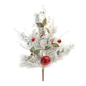 Melrose Flocked Oranment Pine Spray (Set of 2)