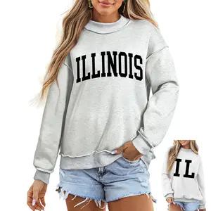 ILLINOIS/ IL Double Side Printed Mock Neck Reversible Sweatshirt