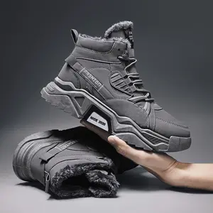 2025 Winter New Men's Mid Top Velvet Board Shoes Windproof Warm Cold Resistant Snow Boots Thick Soled Waterproof Cotton Shoes Fast Shipping in the United States Boy TacticalGiftGift