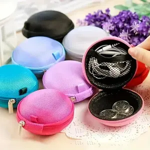Portable Mini Zipper Hard Headphone Case Earphone Storage Bag Protective Case USB Cable Earbuds Pouch Box Earphone Case
