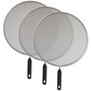 U.S. Kitchen Supply® Set of 3 Classic 13" Splatter Screens - Stainless Steel Fine Mesh, Comfort Grip Handles, Boiling Pots Frying Pans Grease Oil Guard Utensils