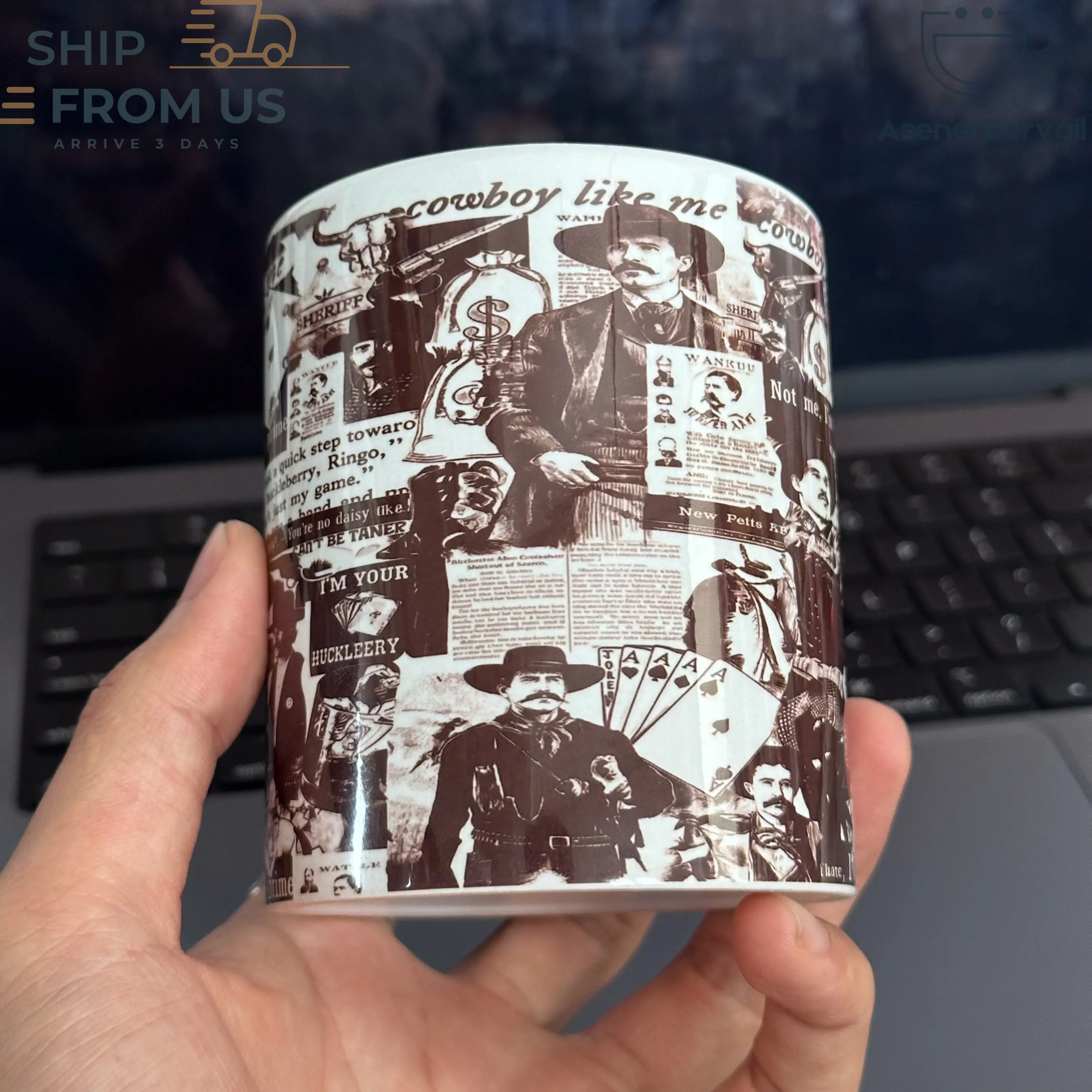 Doc Holliday Tumbler Val Kilmer Tombstone Tribute Ceramic Accent Mug 11oz 15oz | Vintage Western Cowboy Movie Quote Collage Coffee Cup | Classic Old West Film Tribute Gift, Viral TikTok Retro Cowboy Accent Ceramic Mug 2026