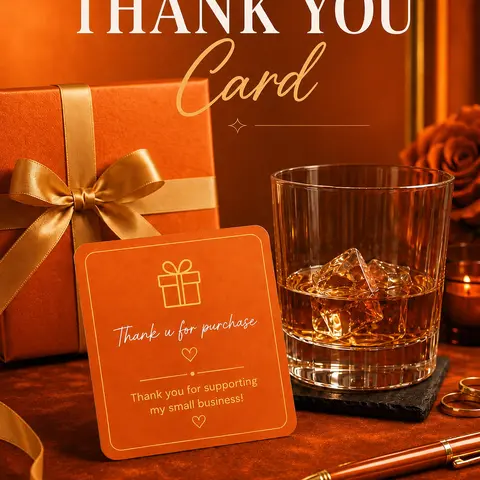 Thank You For Purchase Card whiskey glasses, Personalize your handwriting Gifts for couples, Home Decor & Gifts, Funny gift for men and women, Drinkware, Halloween Engraved Stylish