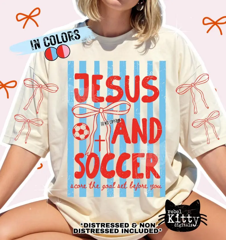 Jesus and Soccer Tshirt Trendy Christian Graphic