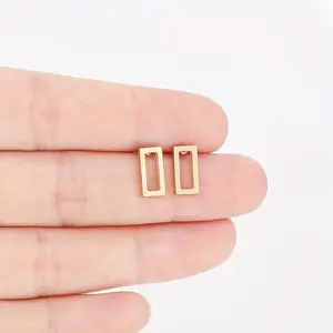Stainless Steel Rectangular Flatback Stud Earrings - Chic Style, Simple Unique European-American Cross-Border Fashion Accessories, Chic Style Earrings