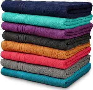 Multicolor Bath Towels Set of 8 (27" x 54")  Pure Cotton Shower Towels Soft Feel, Lightweight & Highly Absorbent Towels for Bathroom, Pool,  and Hotel Use