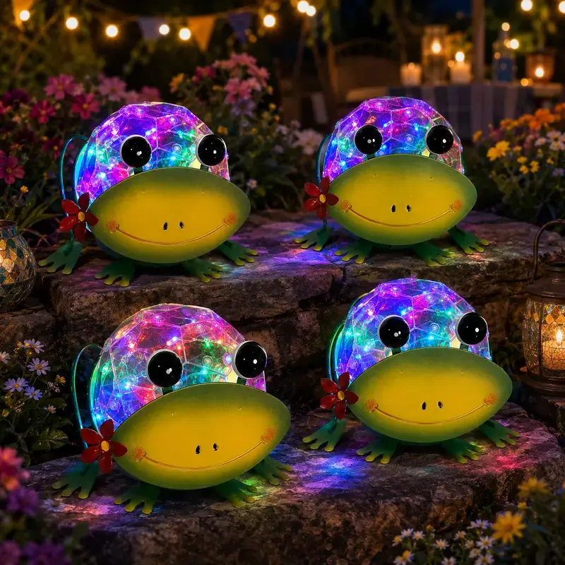 Solar Frog Iron Art Colorful Light, Outdoor IP54 Waterproof, Detachable LED Lucky Frog Ornament Garden Light, Outdoor Decorative Lighting, Thanksgiving Gift, Patio, Path, Balcony, Porch, Terrace, Halloween, Solar Outdoor Light