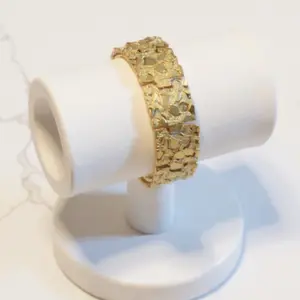 Gold Nugget Bracelet 25mm from Royal Eagle Jewelry: Jumbo Gold Bracelet Unisex 14k Elegant Unique Design Sweat Resistant