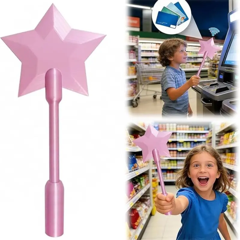 Magic Wand Credit Card Holder - 3D Printed Magic Tap to Pay Wand Toy, Child, Fun, Playful, Convenience, Star Shape, Star Magic Digital Payment Star Wands For Easy Checkout Scenarios for Card Payment