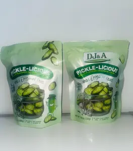 DJ&A Pickle-Licious Cucumber Crisps Original Pickle Flavor 7.05 oz Pack of 2 Crispy Plant-Based Snack with Natural Ingredients and Resealable Packaging