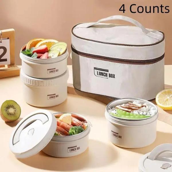 4-Layer Large Capacity Stainless Steel Lunch Set with Carrying Bag – Stackable Multi-Tier Meal Prep Containers, Heavy-Duty Food Box