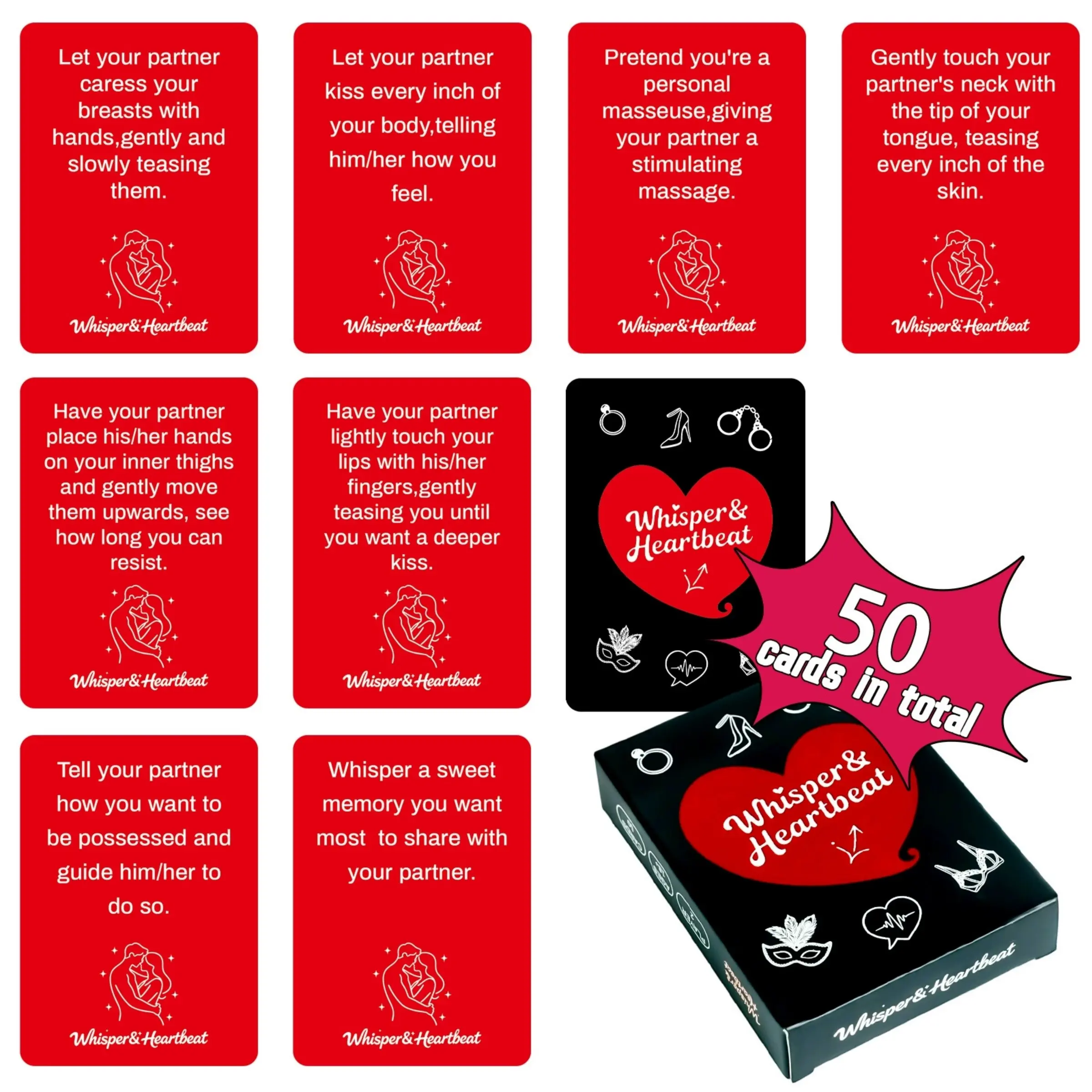 50 Pcs Couple Interaction Cards Set, Couple Game, Perfect for Dating Couples, Enhance Relationship, Husband Wife Cards, Fun and Engaging Activities