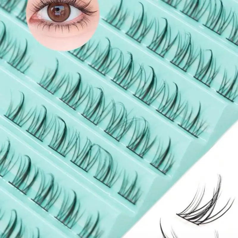 Eyelash extension, lightweight synthetic individual lash clusters for natural-looking eye enhancement