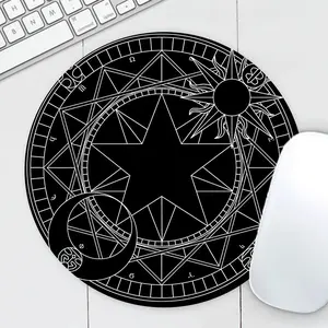 Mystical Pentagram Alchemy Round Mouse Pad Occult Small Desk Mat with Non-Slip Rubber Base for Office and Home Mouse Mat for Computer Laptop Gift for Friends Size7.8*7.8inch