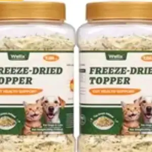 Wellix Dog&Cat Food Topper - Cat Grass Treats for Haiball Treament - Chicken Flavor Freeze Dried Cat Treats - Low Calorie Training Treats for Dogs&Cat 7.5oz #backtoschool