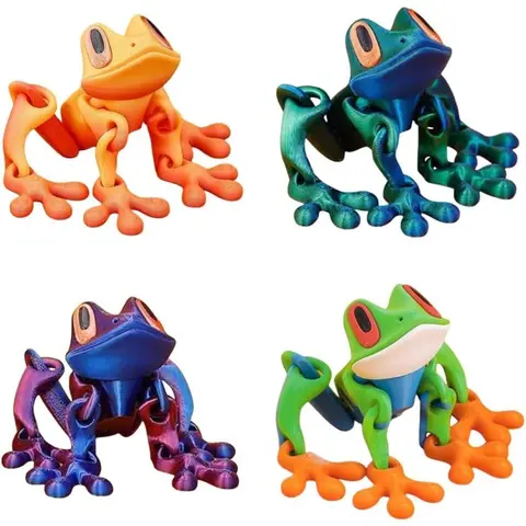 4-Piece Lightweight Magnetic Frog Figurines - Realistic, Movable Articulated Jumping Models, Decorative Magnetic Item, Home Office Gift, Kitchen Refrigerator Accessory
