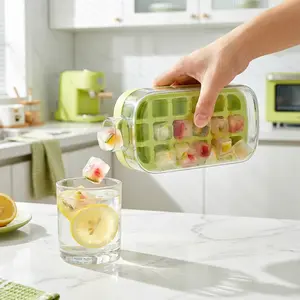 800ml Press-Type Ice Cube Tray and Storage Bottle Hygienic Zero-Contact Ice Mold for Freezer Portable Cold Drink Kettle with Easy-Release Feature Durable Construction for Daily Home and Travel Use Multiple