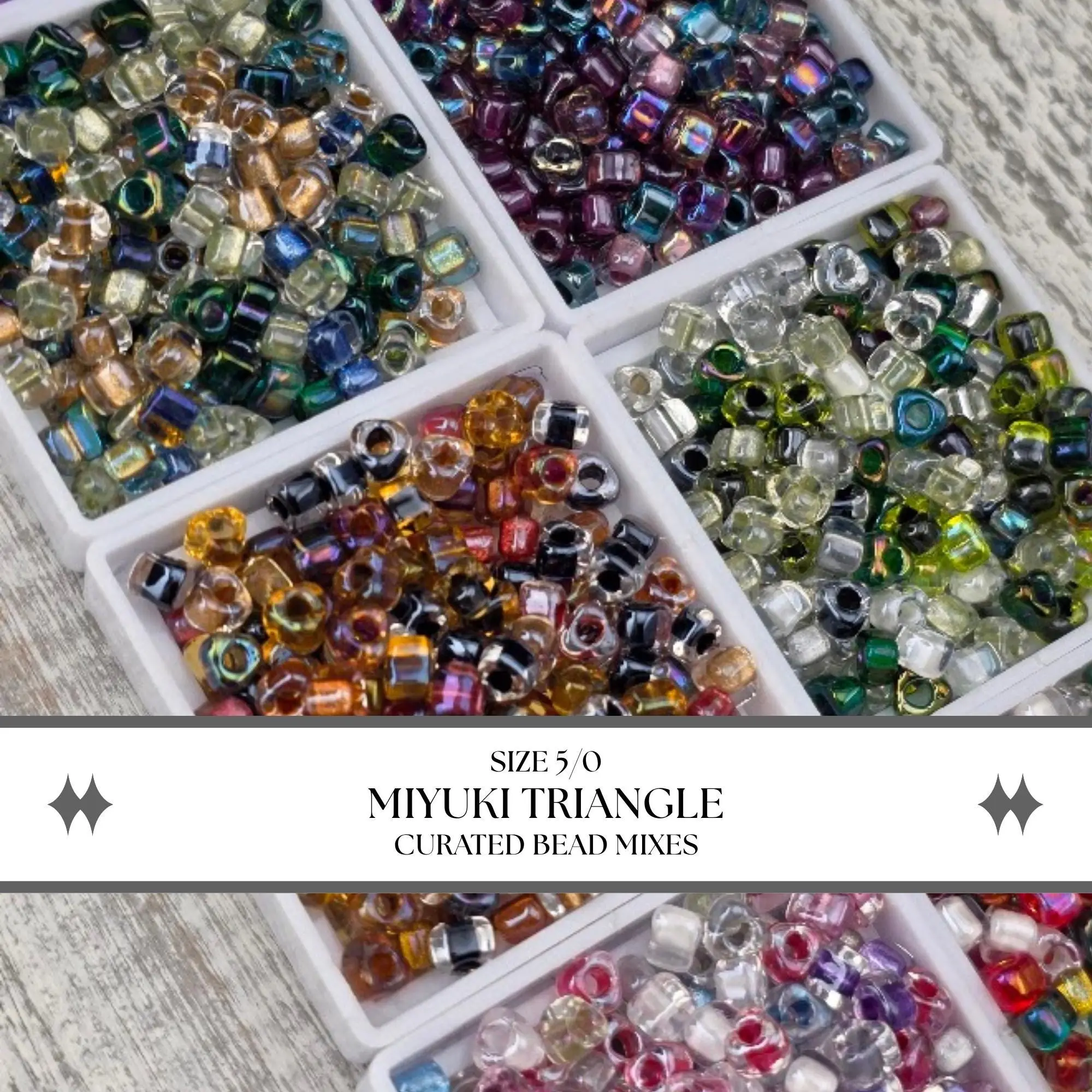 Miyuki Triangle Seed Bead Mix - Curated Faceted Japanese Glass Bead Blends for Peyote, Loom Brick Stitch - DIY Jewelry & Earrings