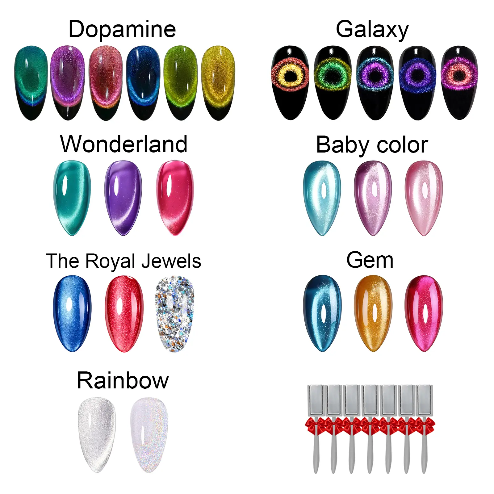 SOLWINK HEMA&TPO FREE  UV/ LED lamp needed Big Bundle All Cat Eye Gel  Safe for Natural Nails Extension Nail Tips Toes