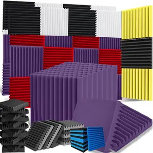 12~24Packs Acoustic Foam Panels 1" x 12" x 12" Sound Proof Foam Panles Soundproofing Noise Cancelling Wedge Panels for Home Office Recoding Studio