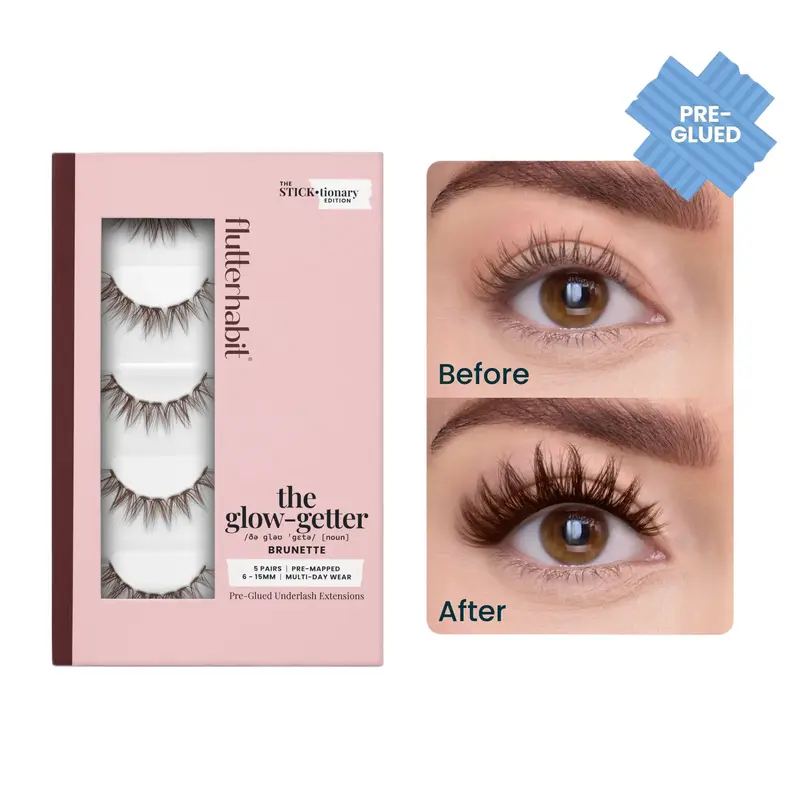 FlutterHabit The Glow-Getter Brunette Pre-Glued with ProTECH Cluster Lashes DIY Lash Extensions