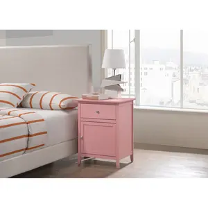 "Charming Pink Nightstand for Casual Spaces - Stylish Bedroom Storage, No Assembly Required, Perfect for Small Rooms, Vibrant Pink Color"