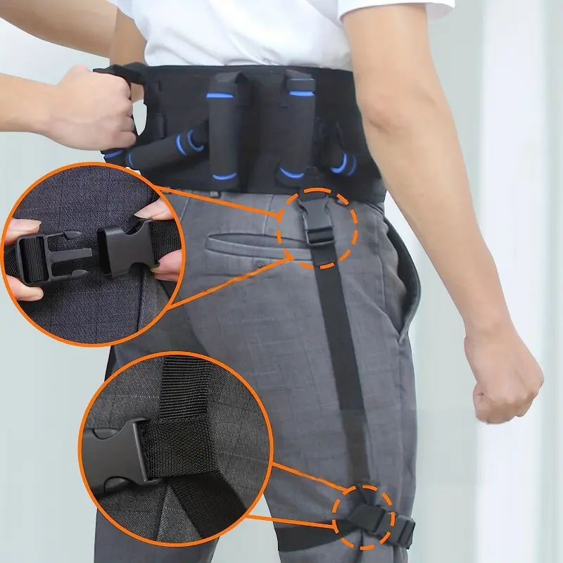 Upgraded Patient Gait Belt with 7 Rubber Handles - Mobility Aid for Elderly & Seniors, Adjustable Transfer Assistance Belt for Caregivers, Durable Polyester Blend, Easy to Clean, Mobility Aid | Easy Clean Belt | Polyester Blend Belt