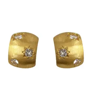 THE RENAISSANCE Vintage Mid-Age Style Brushed Metal Earrings Collection Geometric C-Shaped Ear Cuffs Light Luxury Minimalist High-End Earrings Copper Material