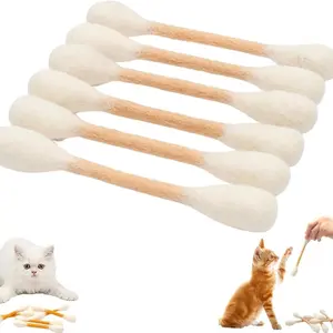 Cotton Swabs Cat with Catnip, 6 Pk Giant Kitten Chew Sticks for Indoor Boredom, Durable Dental Teething Ropes, Big Interactive Felt Kitty Kicker Play Lover Gift Accessories