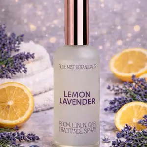 Blue Mist Botanicals Lemon Lavender Luxury Scented Room & Linen Spray for Aromatic Delight Enhance Home Ambiance with Versatile Use and Luxury Fragrance