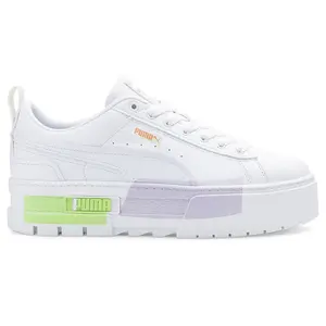 PUMA Womens Mayze Mis Platform Lace Up Sneakers Shoes Casual - Green, Purple, White