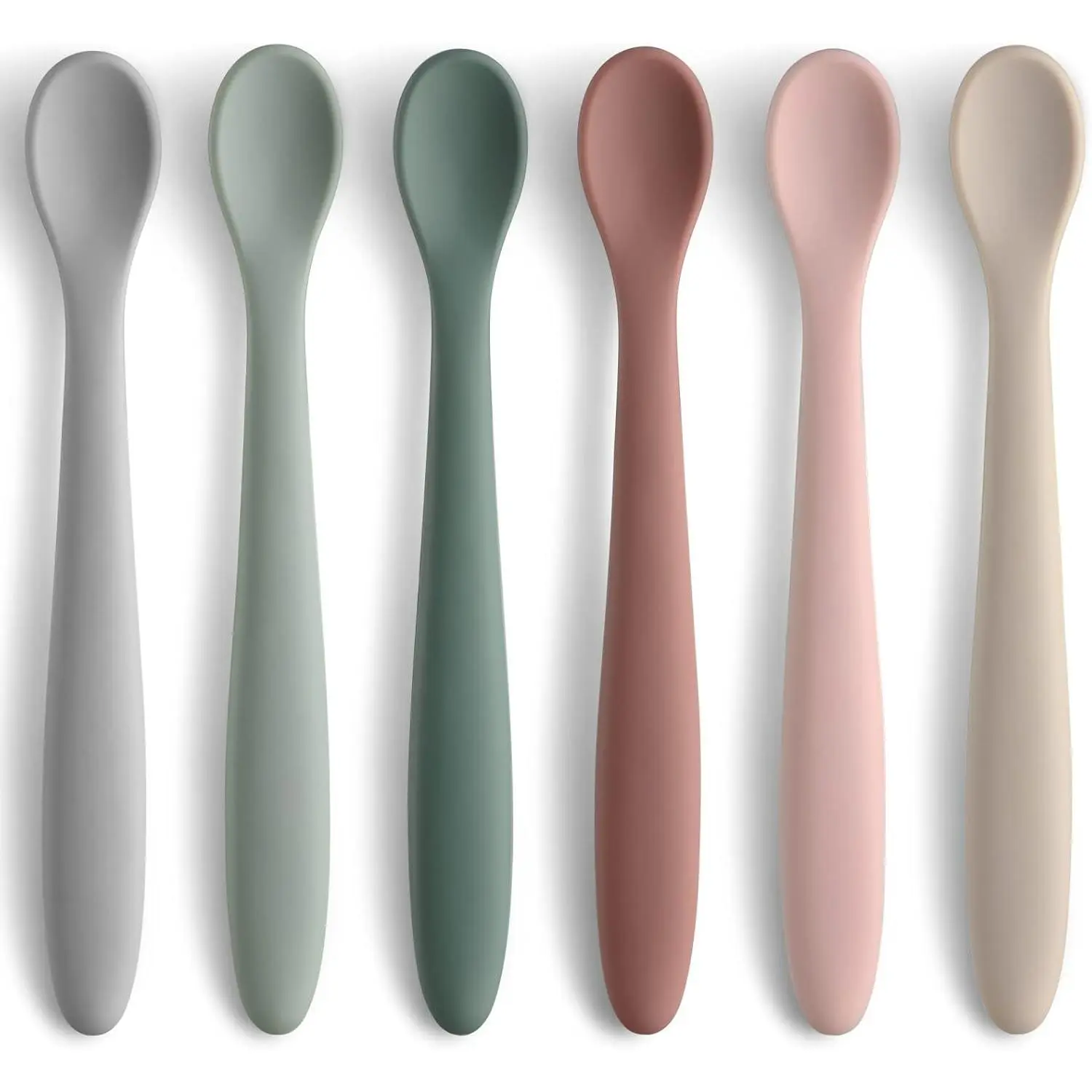 6-Piece Silicone Baby Feeding Spoons, First Stage Infant Spoons, Soft-Tip Easy on Gums I Baby Training Spoon |   Infant Utensils Feeding Supplies, Dishwasher & Boil-proof