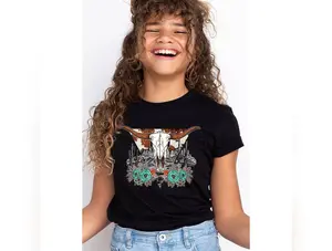 Desert Cow skull  Kids Graphic T Shirts