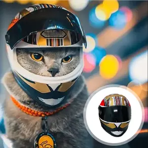 Cute Cat Wearing Helmet - Mini Motorcycle Helmet for Cats - Pet Helmets 2025