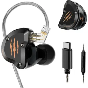 In Ear Monitors Headphones, HiFi Wired Earbuds with Noise Isolating, Type-C with Microphone Earphone, IEM Headset with Detachable Recessed 2Pin Cable for Gaming, Musicians, Singer (with Mic USB-C) Audio Electronic