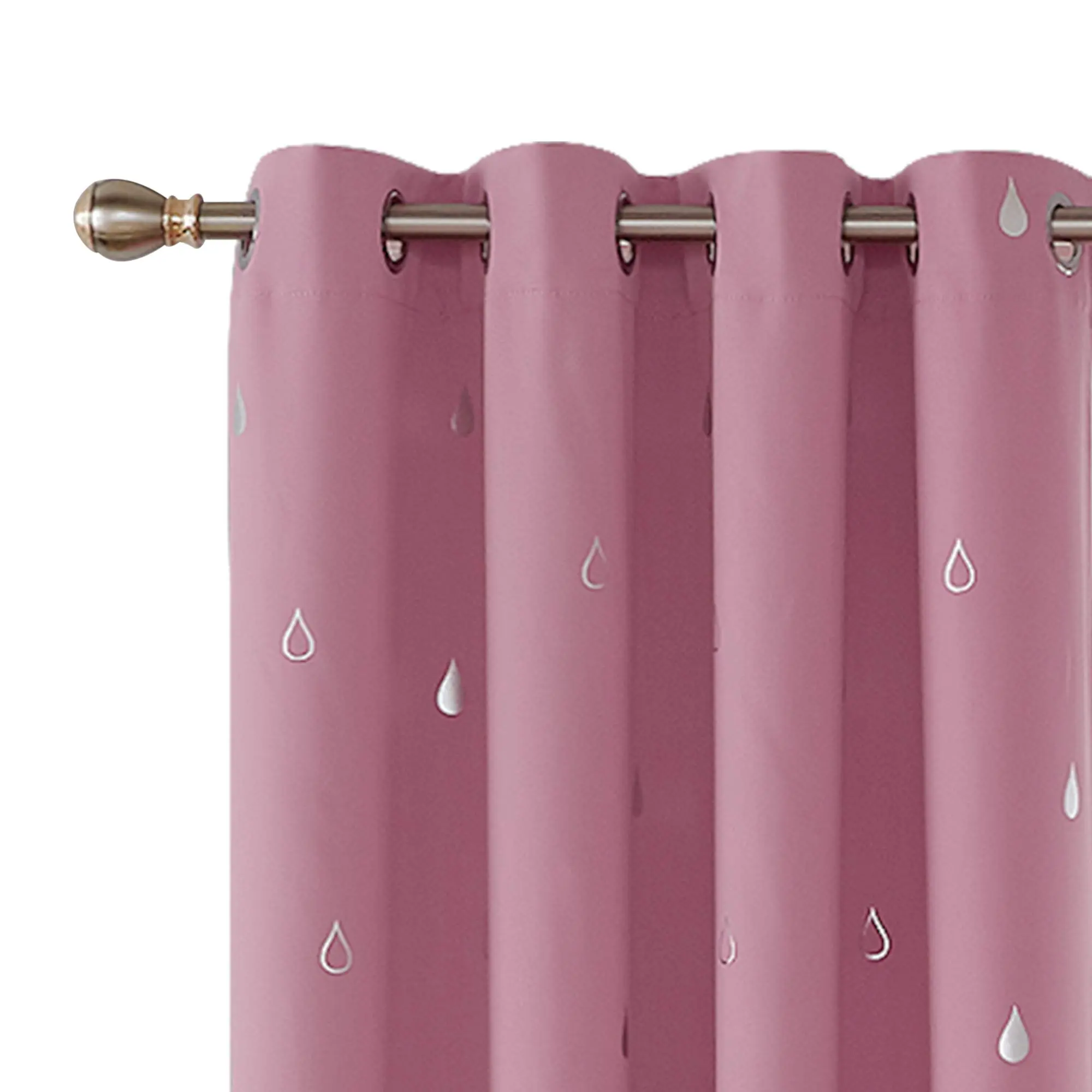 Deconovo Silver Raindrops Foil Print Blackout Curtains Grommet Blackout Window Curtains Room Darkening Curtains， 2 Panels