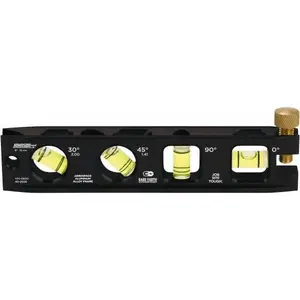 Johnson Level & Tool Magnetic 6" Long 4 Vial Torpedo Level Aluminum, Black, 1 30°, 1 45°, 1 Plumb & 1 Level Vial 1411-0600