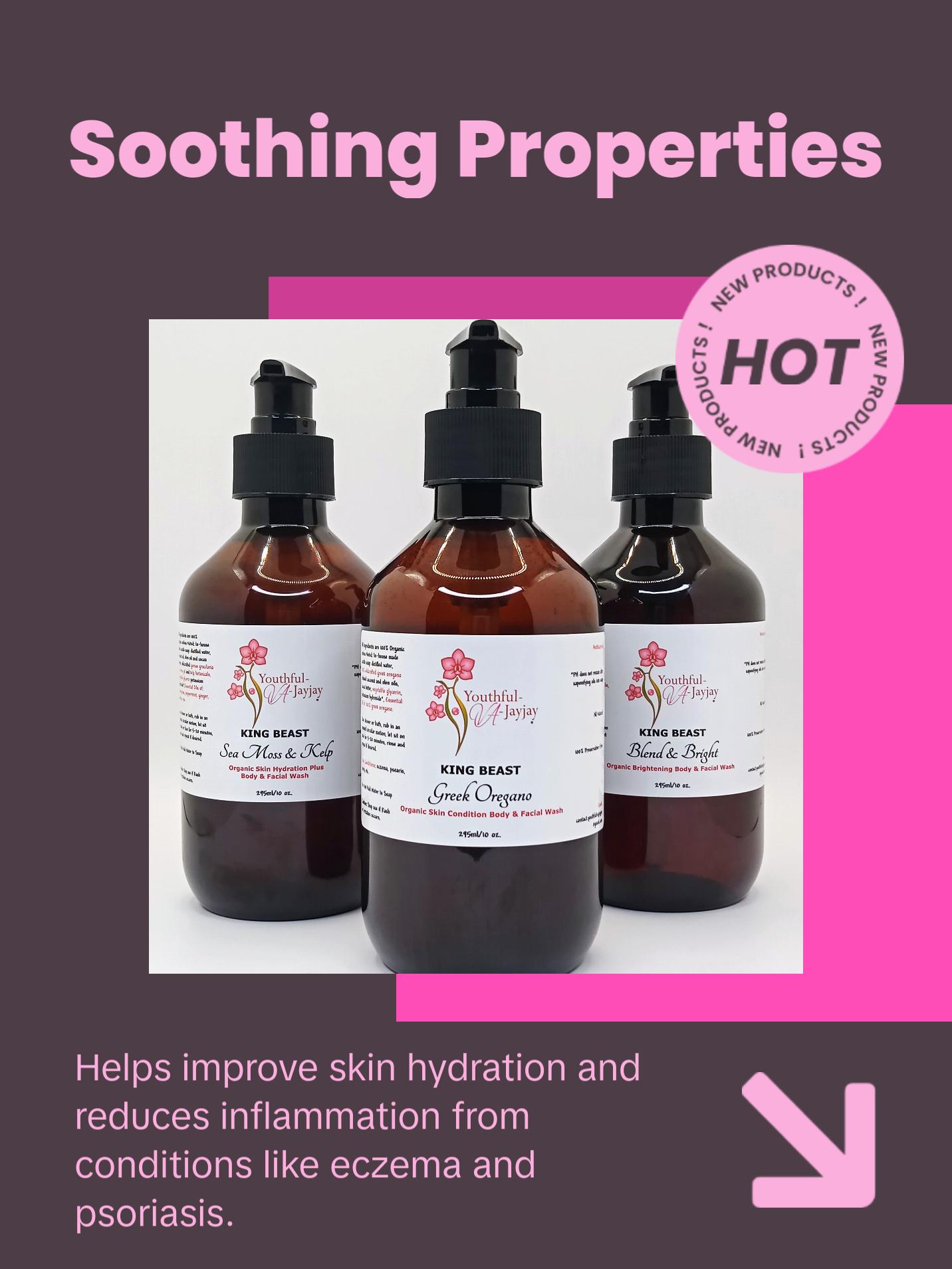 KING BEAST: Organic Sea Moss & Kelp Body & Facial Wash, 10 oz.