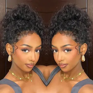 GK Hidden Strap 360 Skinlike HD Lace Front Wigs Human Hair Water Wave Glueless Wigs Pre Plucked Pre Cut Bleached Tiny Knots 200 Density Full Lace Frontal Wig with Invisible Drawstring Sung Fit 30inch