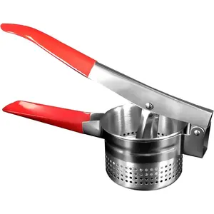 Stainless steel vegetable squeezernonslip red silicone handle large metal vegetable water squeeze fast squeezing vegetable liquid9cm135oz