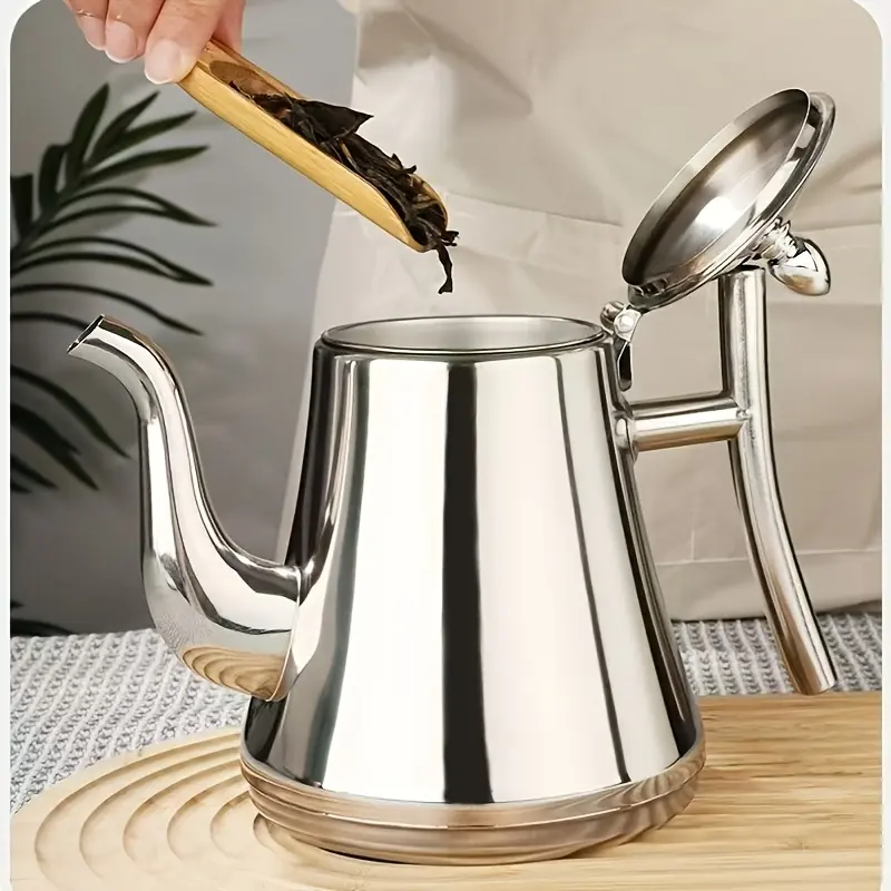 1pc Stainless Steel Eagle-Beak Teapot, Yixing-style, with Filter Slot, Teapot With Strainer, Effectively Filters Tea Leaves, Suitable for Brewing Tea, Coffee, Etc., Kitchenware